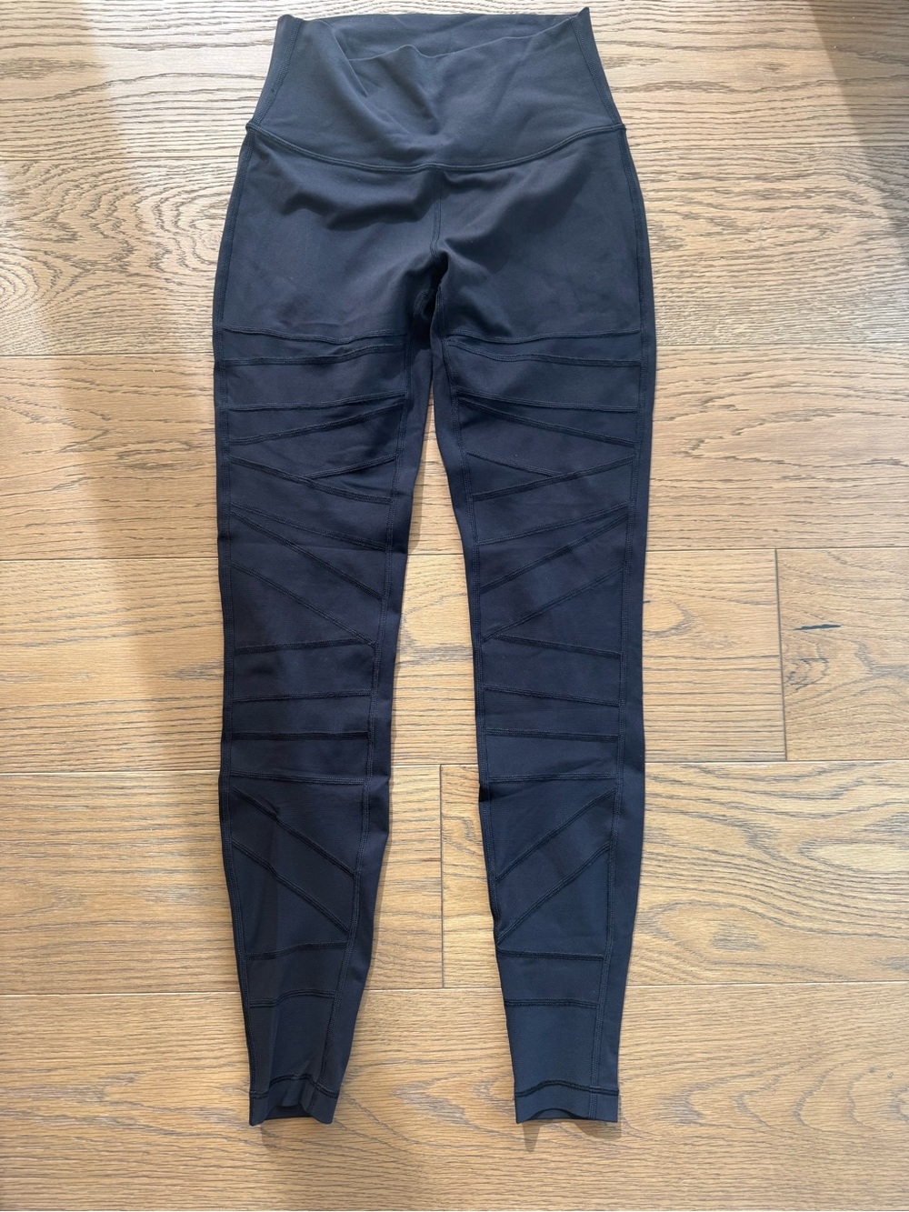 lululemon athletica Black High-Waist Leggings with Diagonal Mesh Panels